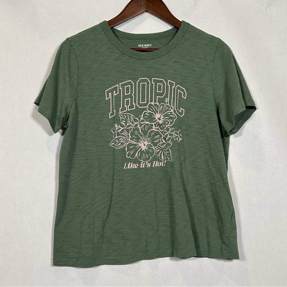 Old Navy Green Graphic Women's Top “Tropic Like It’s Hot” - Picture 1 of 8